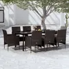 Image de vidaXL Ensemble à manger de jardin avec coussins 9 pcs noir