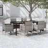 Image de vidaXL Ensemble à manger de jardin coussins 7pcs Gris et noir