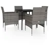 Image de vidaXL Ensemble de Salle à Manger de Jardin et Coussins 5 pcs Mobilier à Dîner Table et Chaises de Repas Meubles de Terrasse Patio Extérieur Gris Noir