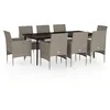 Image de vidaXL Ensemble à Manger de Jardin Coussins 9 pcs Beige/Noir
