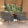 Image de vidaXL Ensemble à manger de jardin et coussins 5pcs Gris/noir