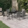 Image de vidaXL Ensemble à manger de jardin 7 pcs Gris et noir