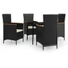 Image de vidaXL Mobilier de Salle à Manger de Jardin avec Coussins 5 pcs Mobilier à Dîner Table et Chaises de Repas Meubles de Terrasse Patio Extérieur Noir