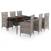 Image de Ensemble à manger de jardin avec coussins 7 pcs Gris