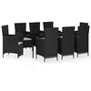 Image de vidaXL Ensemble à Manger de Jardin avec Coussins 9 pcs Noir