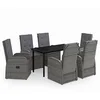 Image de vidaXL Ensemble de Salle à Manger de Jardin avec Coussins 7 pcs Mobilier à Dîner Table et Chaises de Repas Meubles de Terrasse Patio Extérieur Gris