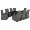 Image de vidaXL Ensemble de Salle à Manger de Jardin avec Coussins 9 pcs Mobilier à Dîner Table et Chaises de Repas Meubles de Terrasse Patio Extérieur Gris