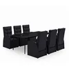 Image de vidaXL Ensemble de Salle à Manger de Jardin avec Coussins 7 pcs Mobilier à Dîner Table et Chaises de Repas Meubles de Terrasse Patio Extérieur Noir