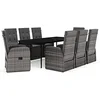 Image de Ensemble à manger de jardin avec coussins 9 pcs Gris