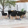 Image de vidaXL Ensemble à manger de jardin avec coussins 7 pcs Noir