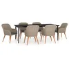Image de Ensemble à manger de jardin et coussins 7 pcs Marron