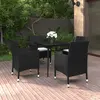 Image de vidaXL Ensemble à manger de jardin coussins 5 pcs Résine tressée Verre
