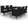 Image de vidaXL Ensemble à Manger de Jardin Coussins 7 pcs Résine tressée Verre