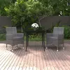 Image de vidaXL Ensemble à manger de jardin coussins 3 pcs Résine tressée Verre