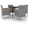 Image de vidaXL Ensemble à Dîner de Jardin Coussins 5 pcs Mobilier de Salle à Manger de Patio Table et Chaises de Repas Extérieur Résine Tressée Verre