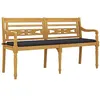 Image de vidaXL Banc Batavia avec Coussin Anthracite, Siège avec Accoudoirs, Fauteuil avec Dossier, Banquette de Jardin Terrasse Patio Extérieur, Bois de Teck Massif