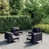 Image de vidaXL Salon de jardin 4 pcs avec coussins Résine tressée Gris foncé