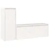 Image de Meubles TV 2 pcs Blanc Bois massif de pin