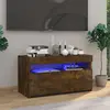 Image de vidaXL Meuble TV avec lumières LED Chêne fumé 75x35x40 cm