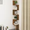 Image de vidaXL Étagère d'angle murale Chêne fumé 20x20x127,5cm Bois ingénierie