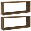 Image de Étagères murales cube 2 pcs Chêne fumé 60x15x23 cm Bois