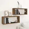 Image de vidaXL Étagères murales cube 2 pcs Chêne fumé 60x15x23 cm Bois