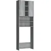 Image de vidaXL Meuble pour Machine à Laver Salle de Bain Buanderie Organisateur de Maison Meuble de Rangement Intérieur Sonoma Gris 64x25,5x190 cm