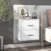 Image de vidaXL Table de chevet murale Blanc brillant