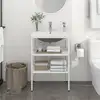 Image de vidaXL Cadre de lavabo de salle de bain vasque à encastrer Blanc Fer