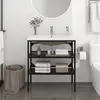 Image de vidaXL Cadre de lavabo de salle de bain vasque à encastrer Noir Fer