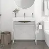 Image de vidaXL Cadre de lavabo de salle de bain vasque à encastrer Blanc Fer
