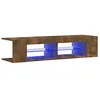 Image de Meuble TV avec lumières LED chêne fumé 135x39x30 cm