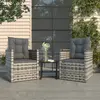 Image de vidaXL Mobilier d'extérieur 3 pcs avec coussins Résine tressée Gris