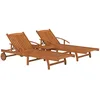 Image de vidaXL Ensemble de chaises Longues Lot de 2 Table Bois Acacia Massif