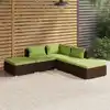 Image de vidaXL Salon de jardin 5 pcs avec coussins résine tressée marron