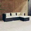 Image de vidaXL Salon de jardin 4 pcs avec coussins Résine tressée Noir