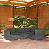 Image de vidaXL Salon de jardin 4 pcs avec coussins Résine tressée Gris