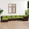 Image de vidaXL Salon de jardin 7 pcs avec coussins Résine tressée Marron