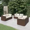 Image de vidaXL Salon de jardin 6 pcs avec coussins Résine tressée Marron