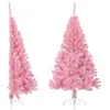 Image de Demi Sapin de Noël Artificiel avec Support Rose 150 cm PVC