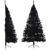Image de Demi Sapin de Noël Artificiel avec Support Noir 180 cm PVC