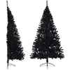 Image de Demi sapin de Noël artificiel avec support Noir 210 cm PVC