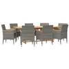 Image de vidaXL Ensemble de Salle à Manger de Jardin 9 pcs avec Coussins Mobilier à Dîner de Patio Table et Chaises de Repas de Terrasse Extérieur Gris