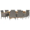 Image de vidaXL Ensemble de Salle à Manger de Jardin 9 pcs avec Coussins Mobilier à Dîner de Patio Table et Chaises de Repas de Terrasse Extérieur Gris