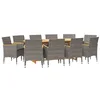 Image de vidaXL Ensemble de Salle à Manger de Jardin 11 pcs avec Coussins Mobilier à Dîner de Patio Table et Chaises de Repas de Terrasse Extérieur Gris