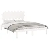 Image de vidaXL Cadre de Lit Sommier à Lattes Lit Double Lit Adulte Cadre à Lattes sur Pied Meuble de Chambre à Coucher Blanc Bois Massif 140x190 cm