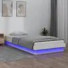 Image de vidaXL Cadre de lit à LED sans matelas blanc 90x200 cm bois massif