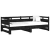 Image de vidaXL Lit Coulissant Noir Bois de pin Solide 2X(90x190) cm