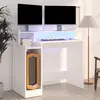 Image de vidaXL Bureau avec lumières LED Blanc 97x45x90 cm Bois d'ingénierie