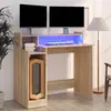 Image de vidaXL Bureau avec lumières LED Chêne 97x45x90 cm Bois d'ingénierie